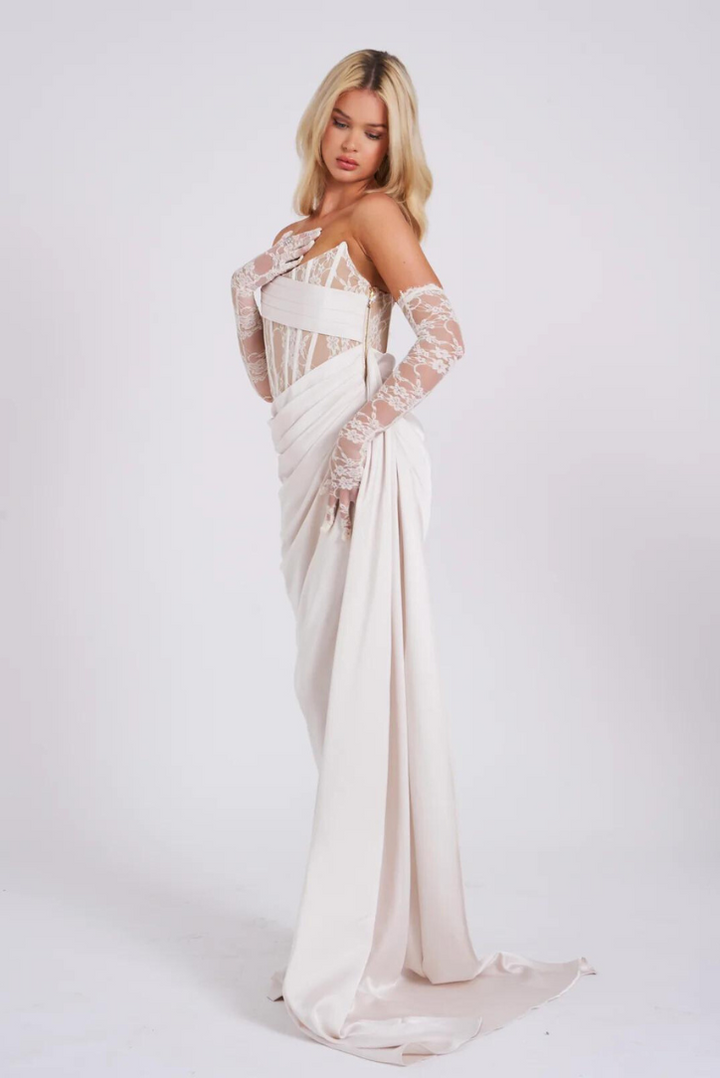 Maria | White Satin Maxi Dress