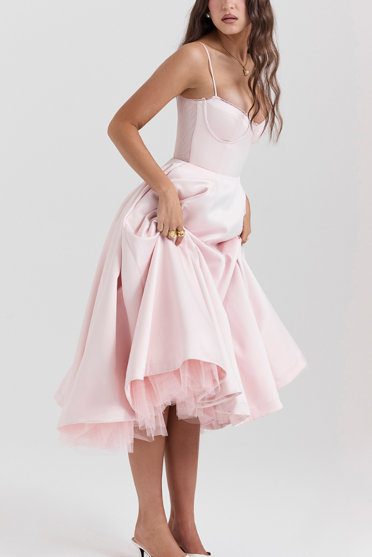 Cindy | Pink Midi Dress