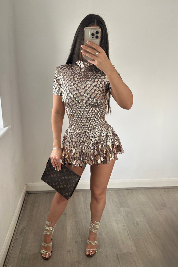 Athena | Champagne Mini Dress