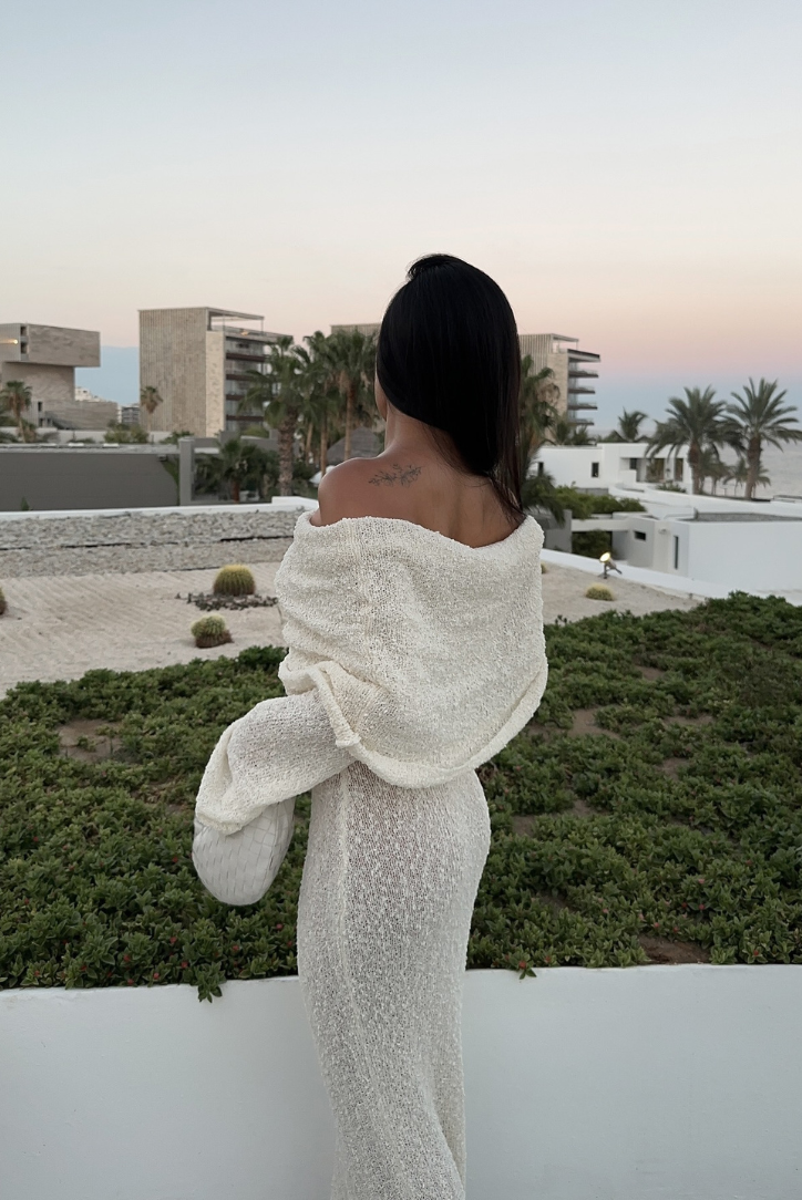 Layell | White Boucle Maxi Dress