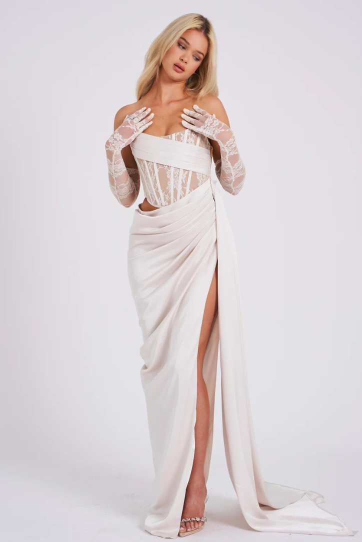 Maria | White Satin Maxi Dress