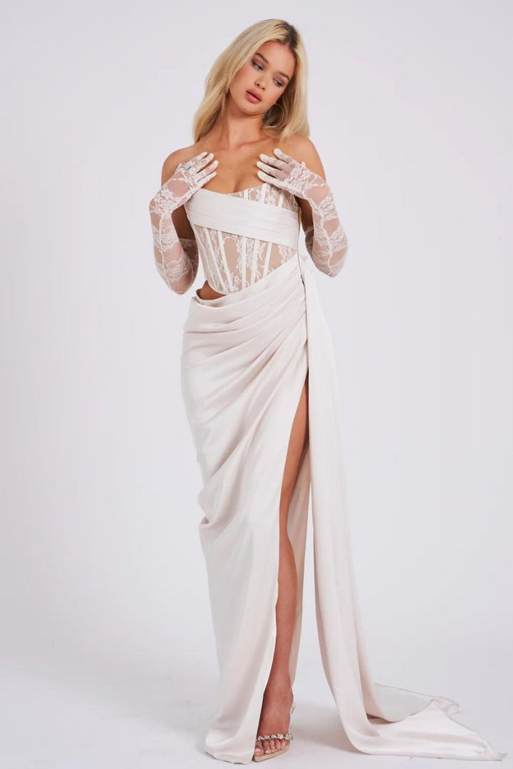 Maria | White Satin Maxi Dress