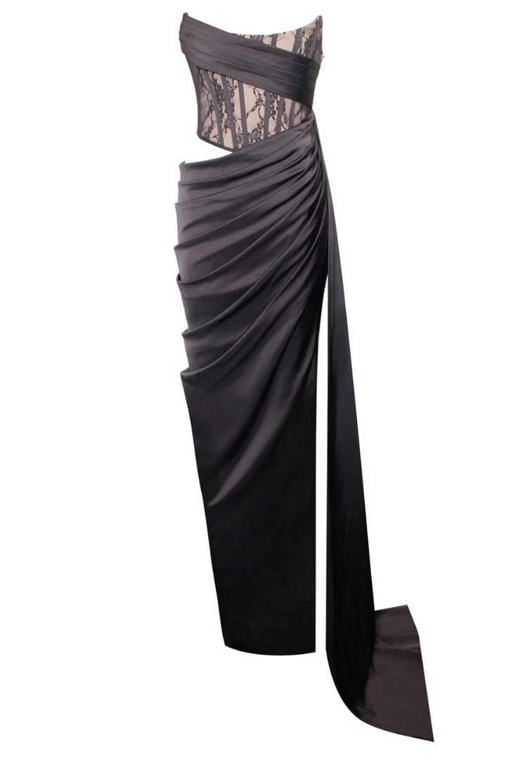 Maria | Satin Maxi Black Dress