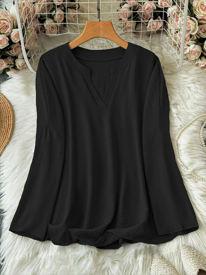 Yahna |  Classic Long Sleek V-Neck Top