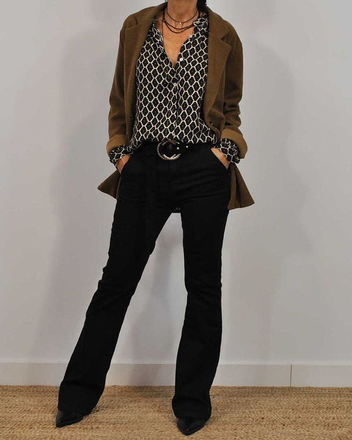 Ursula | Relaxed V-Neck Midi Shirt