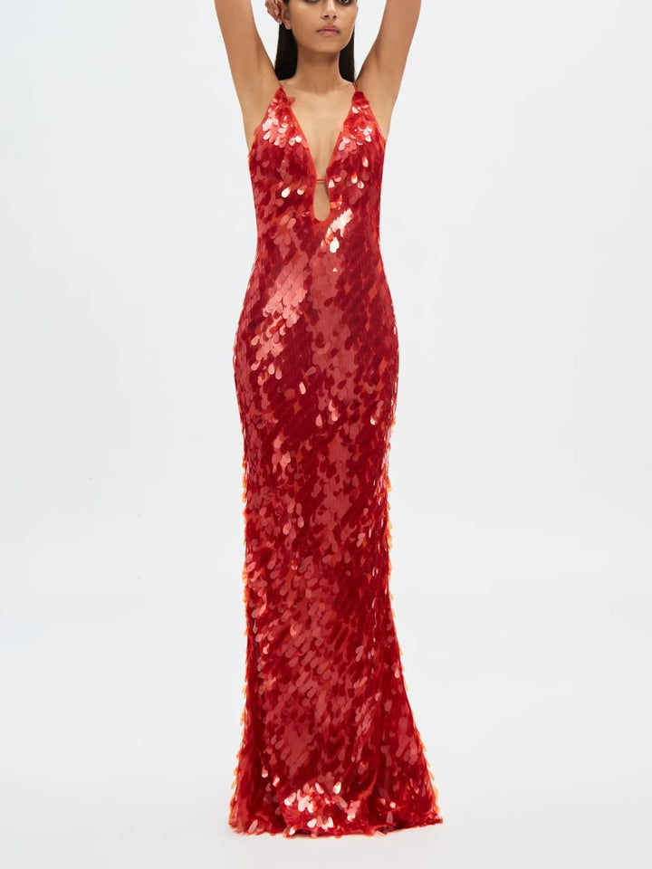 Red Sapphire | Sequin Maxi Dress