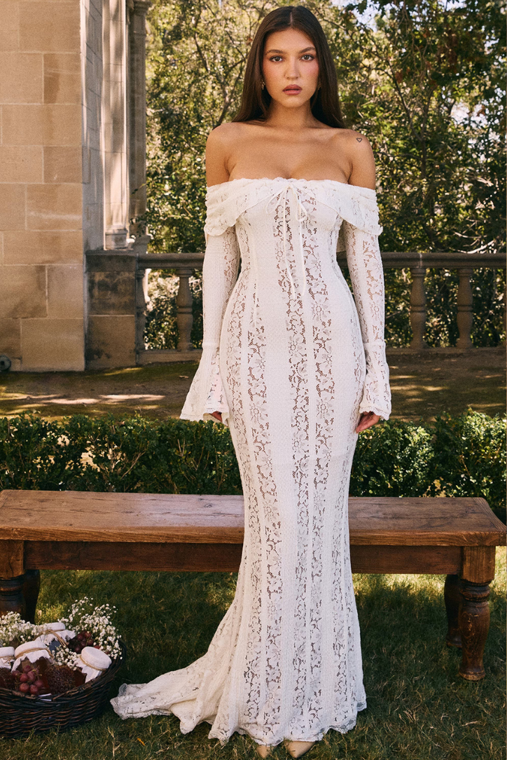Georgette | Ivory Lace Maxi Dress
