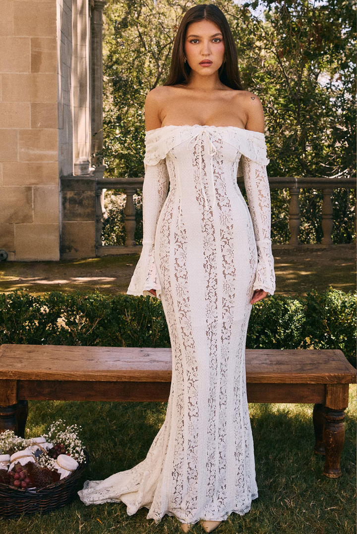 Georgette | Ivory Lace Maxi Dress