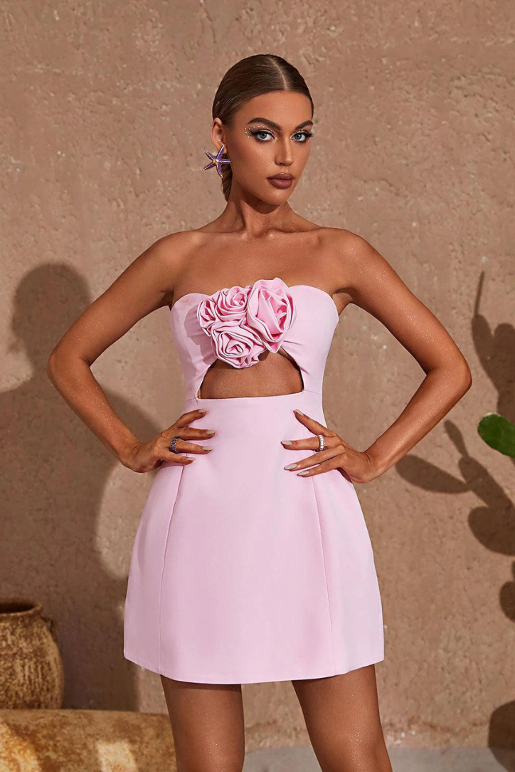 Elanore | Pink Floral Mini Dress