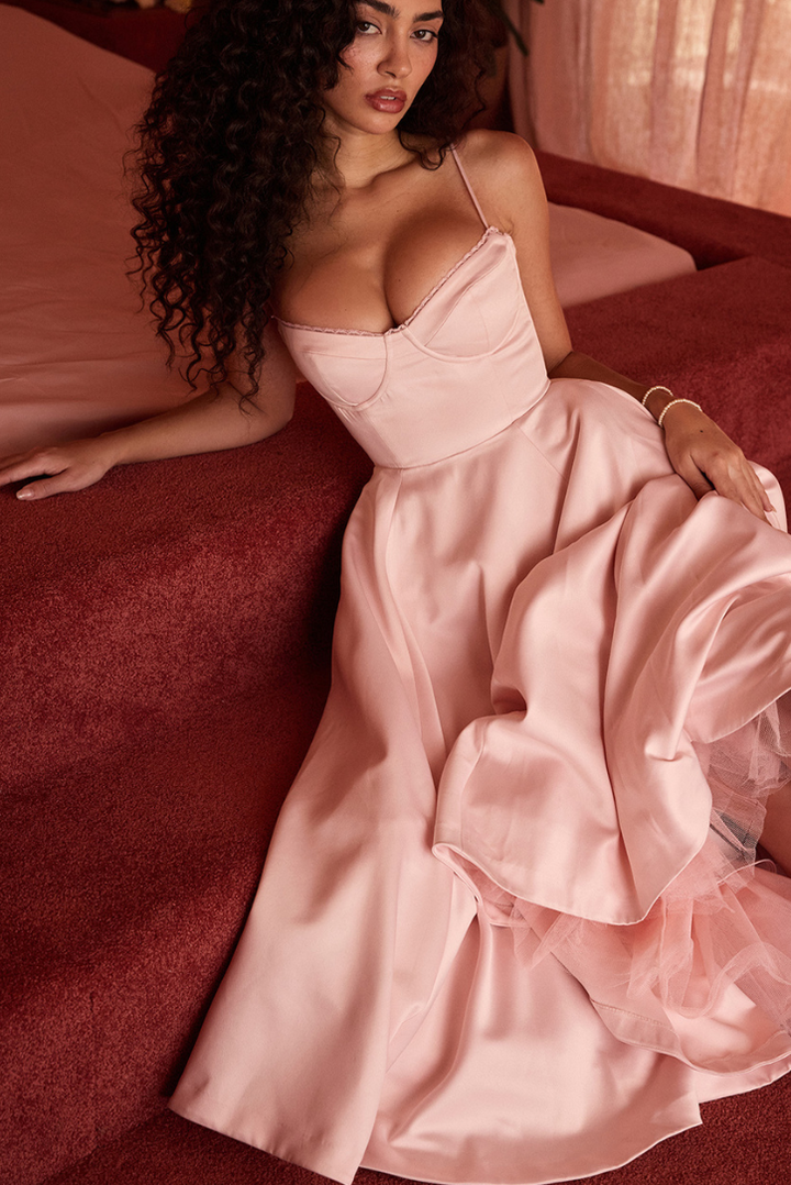 Cindy | Pink Midi Dress