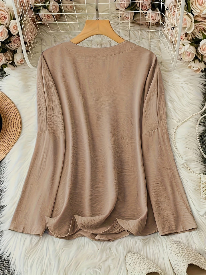 Yahna |  Classic Long Sleek V-Neck Top