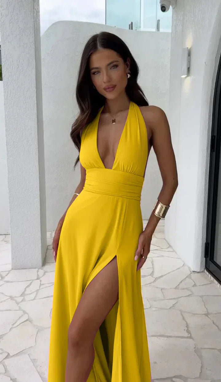 Fiona | Sexy Deep V-Neck Split Dress