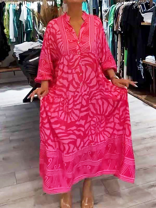 Elka | V Neck Printed Loose Dress