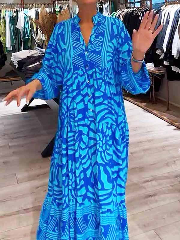 Elka | V Neck Printed Loose Dress