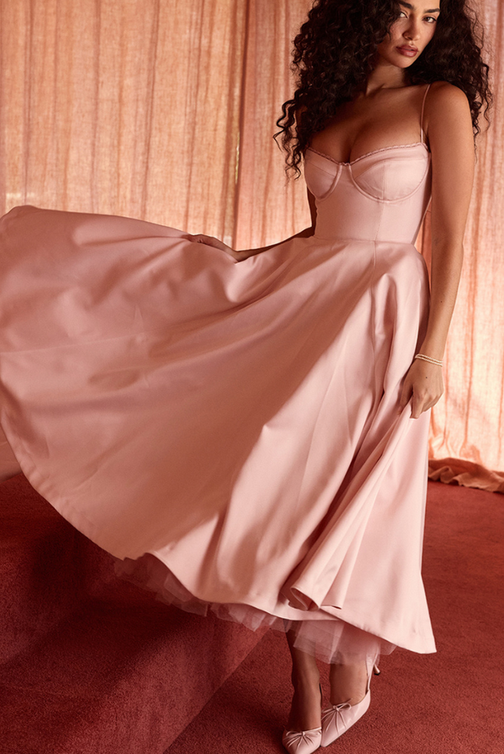 Cindy | Pink Midi Dress