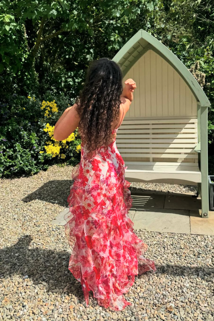 Martini | Coral Ruffle Maxi Dress