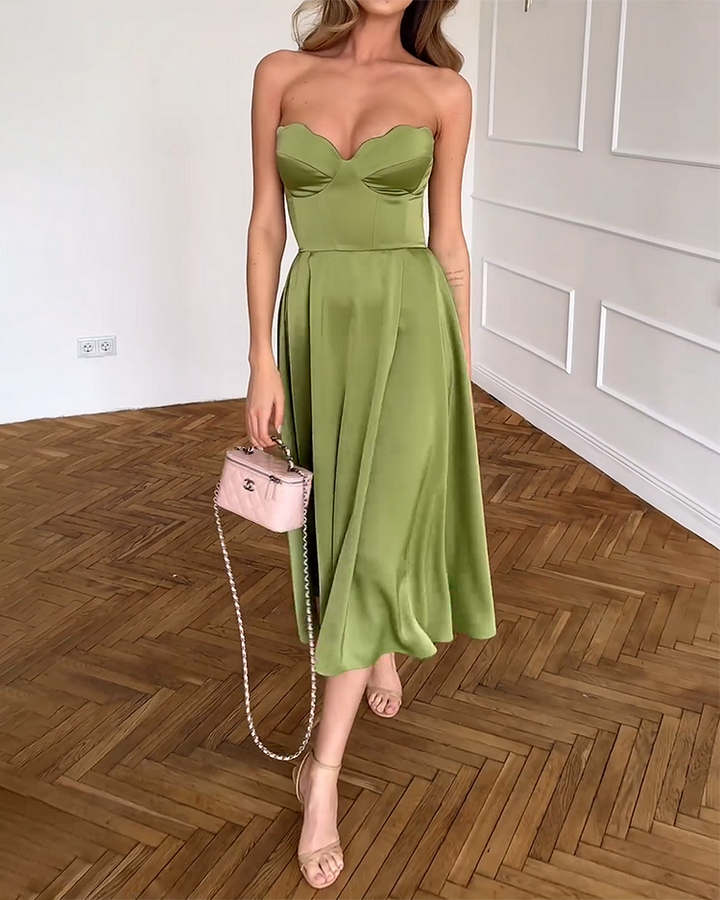 Bianca | Chic Strapless Midi Dress