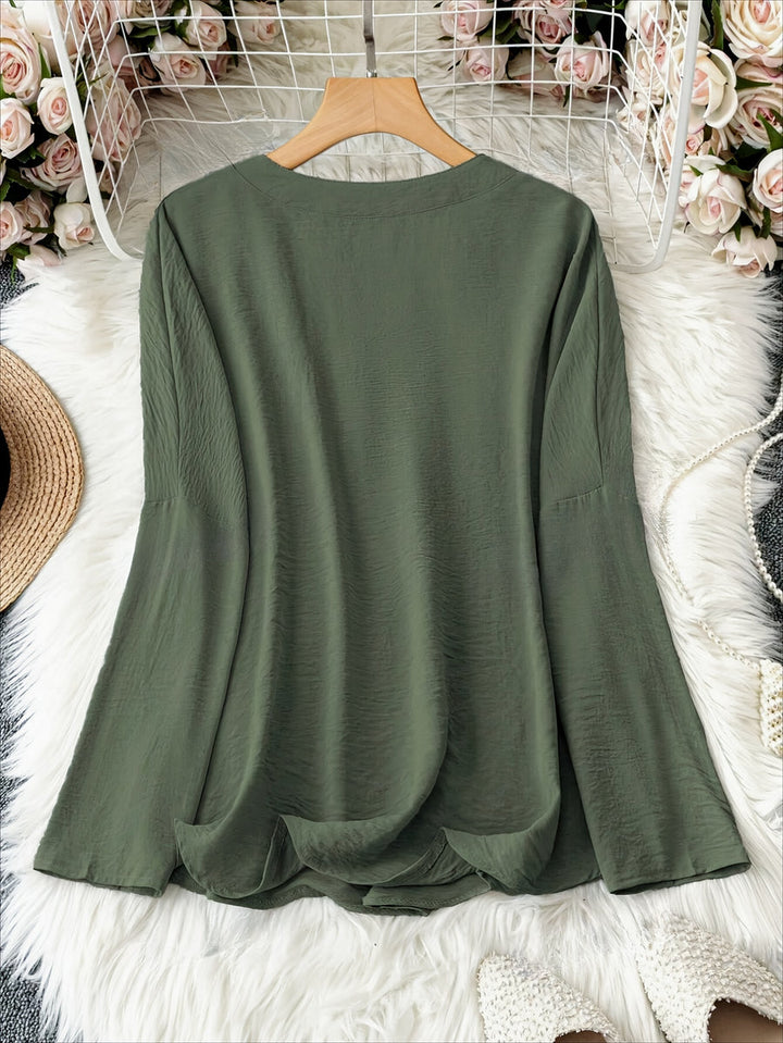 Yahna |  Classic Long Sleek V-Neck Top