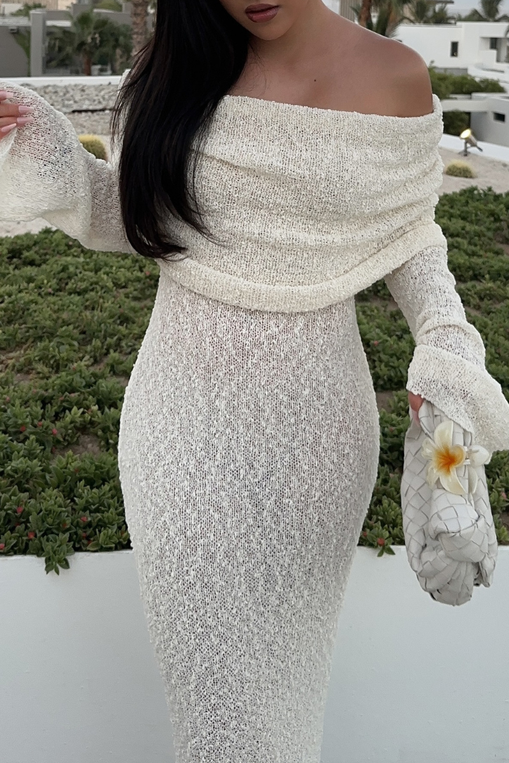 Layell | White Boucle Maxi Dress