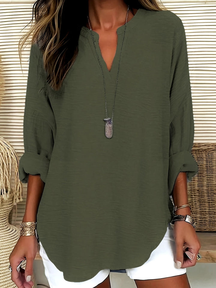 Yahna |  Classic Long Sleek V-Neck Top