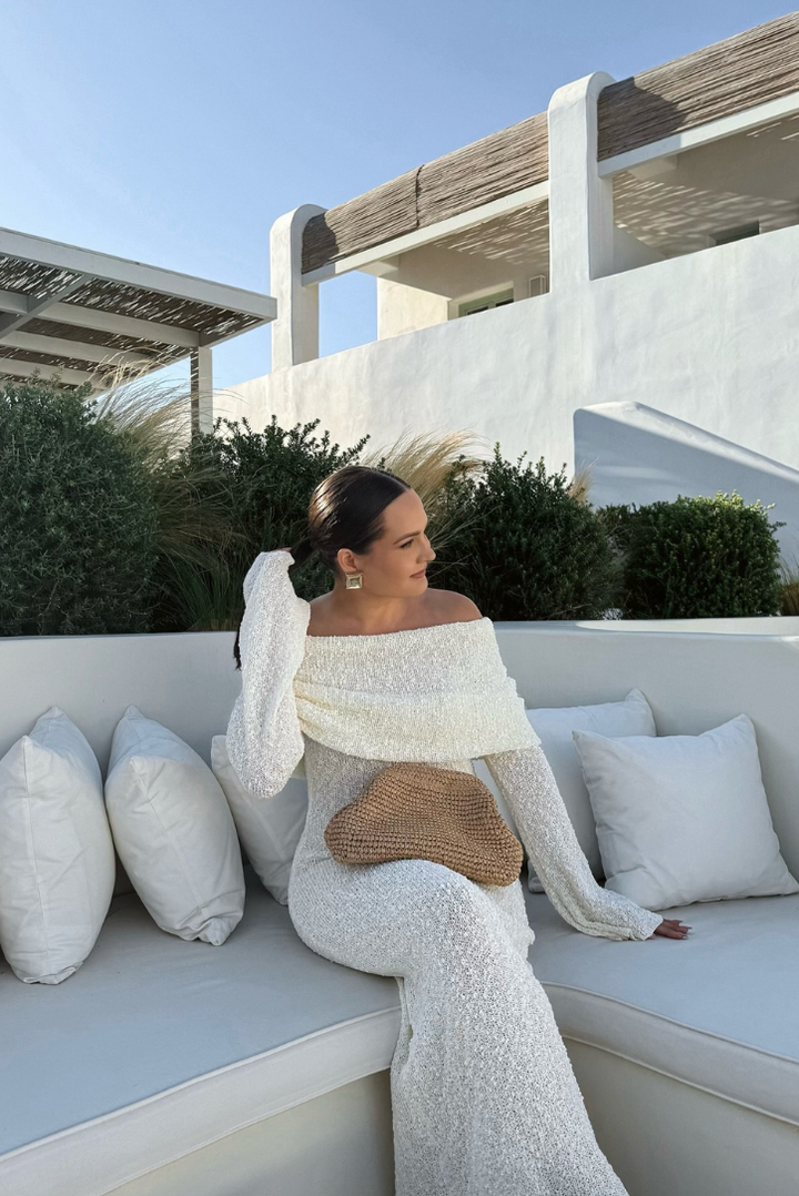 Layell | White Boucle Maxi Dress