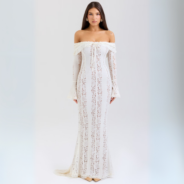 Lizzy | Vintage Lace Off Shoulder Maxi Dress