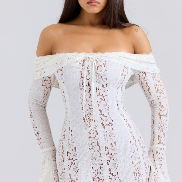 Lizzy | Vintage Lace Off Shoulder Maxi Dress