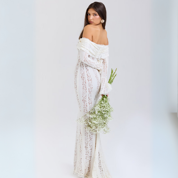 Lizzy | Vintage Lace Off Shoulder Maxi Dress