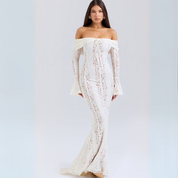 Lizzy | Vintage Lace Off Shoulder Maxi Dress