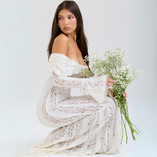 Lizzy | Vintage Lace Off Shoulder Maxi Dress