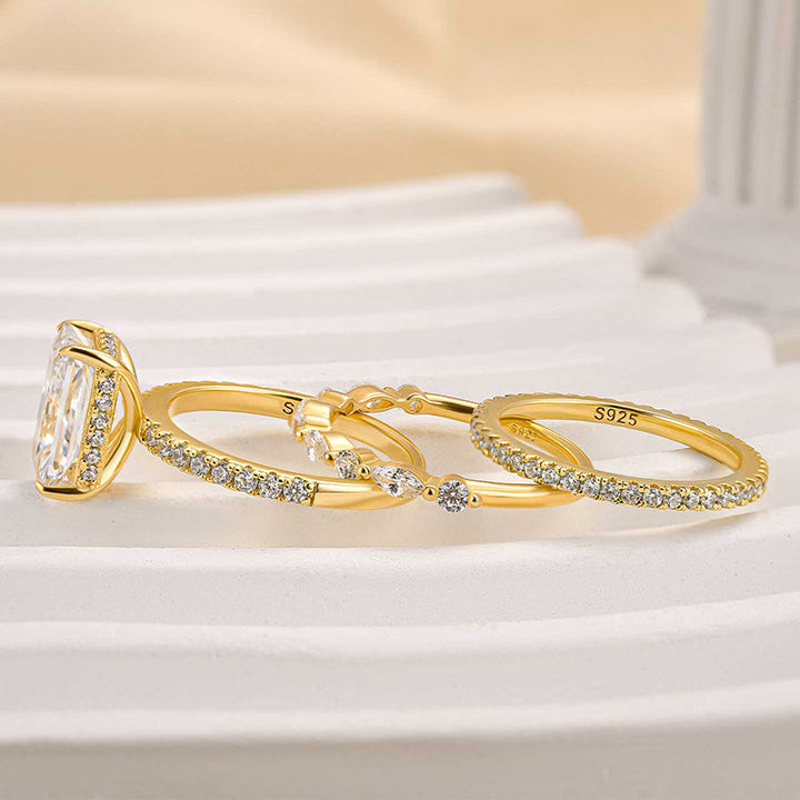Jaily | 18K Gold 3PC Wedding Ring Set