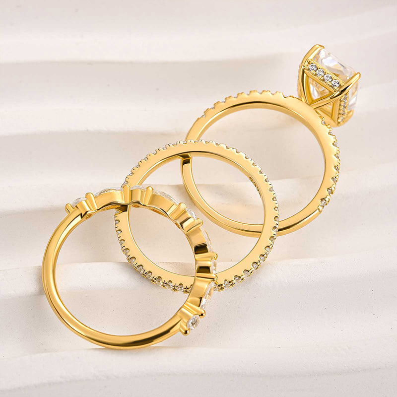 Jaily | 18K Gold 3PC Wedding Ring Set
