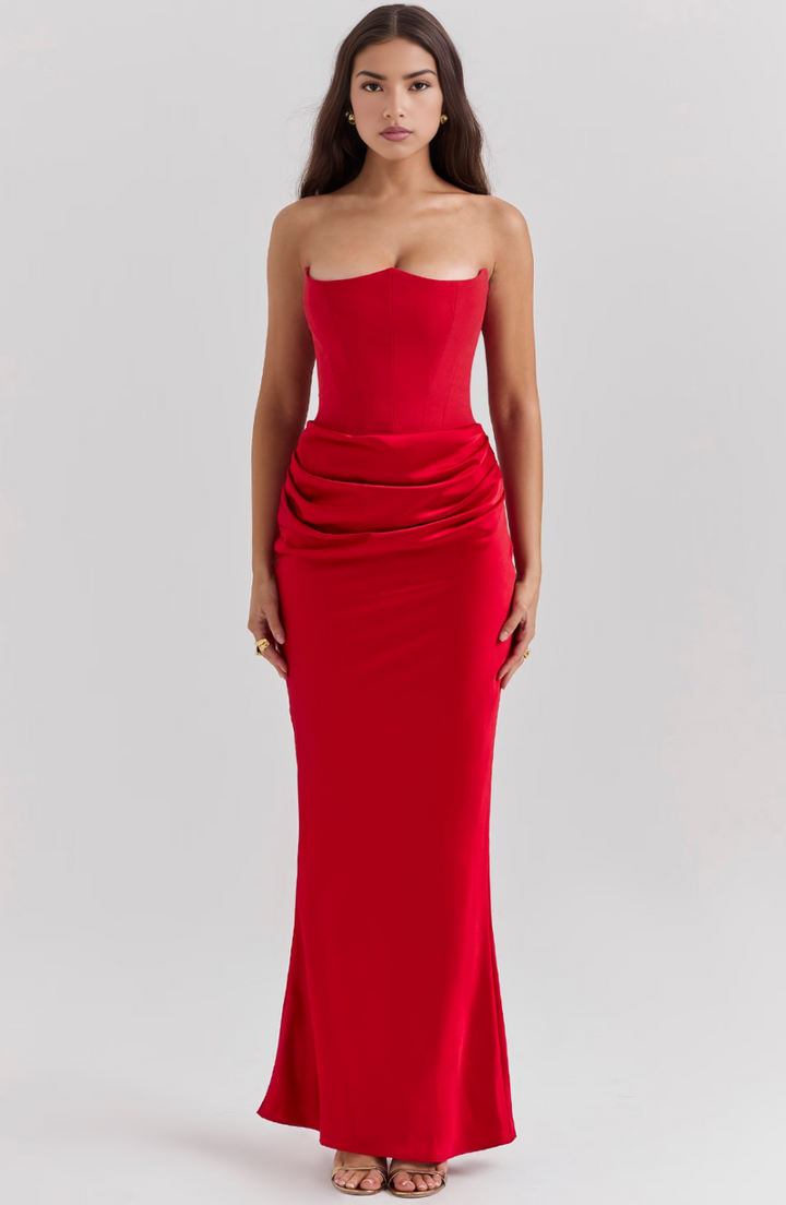 Nylaen | Strapless Bottom Pleated Maxi Dress