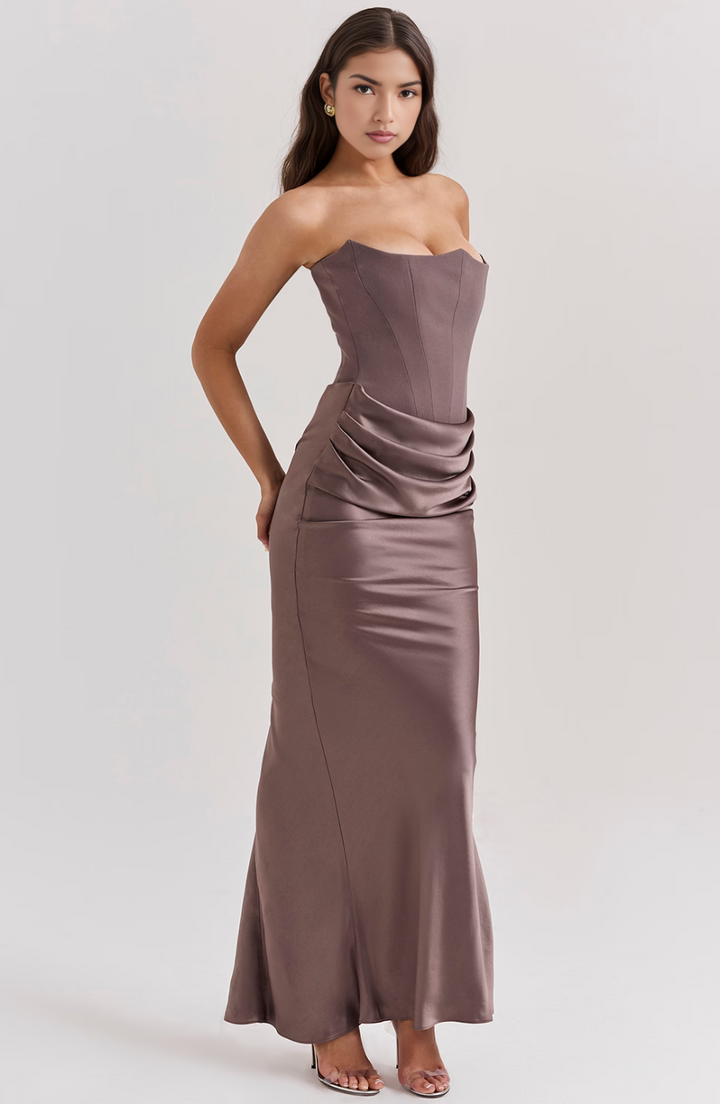 Nylaen | Strapless Bottom Pleated Maxi Dress