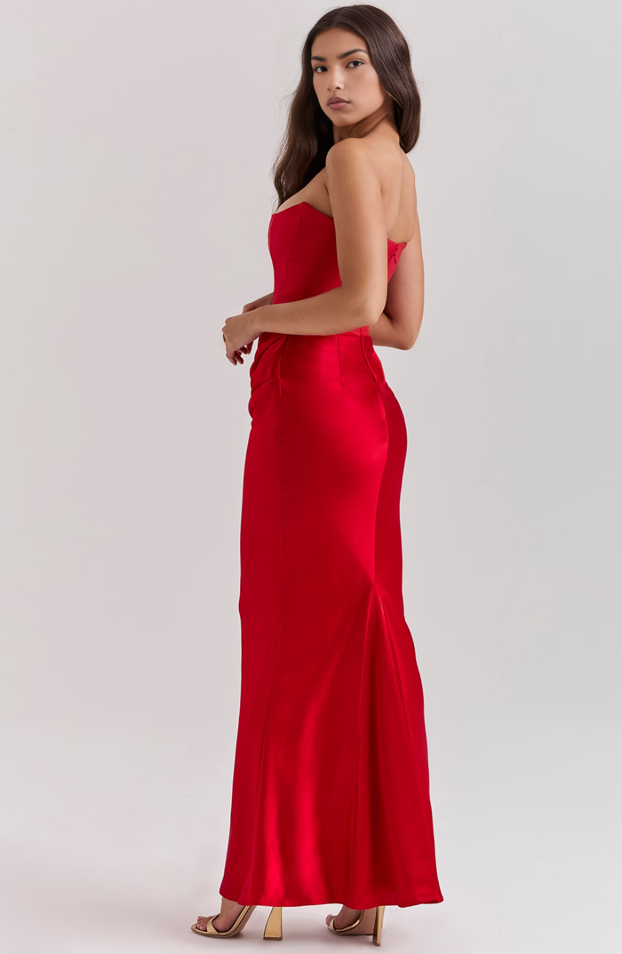 Nylaen | Strapless Bottom Pleated Maxi Dress