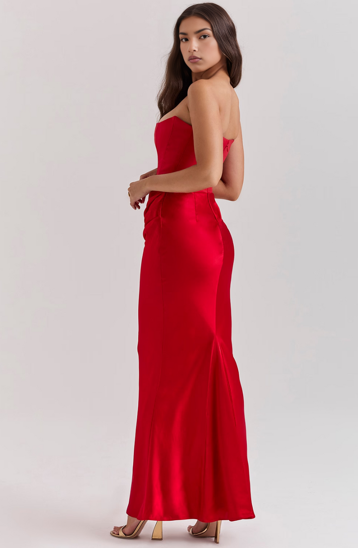 Nylaen | Strapless Bottom Pleated Maxi Dress
