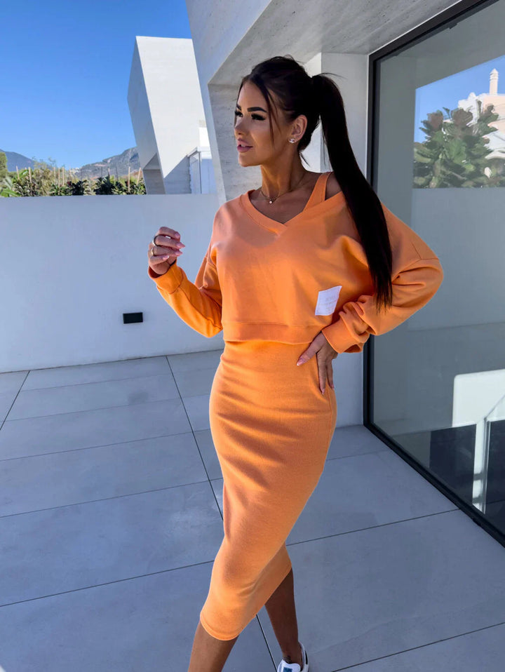 Lana | Casual Dress + Sweatshirt Set