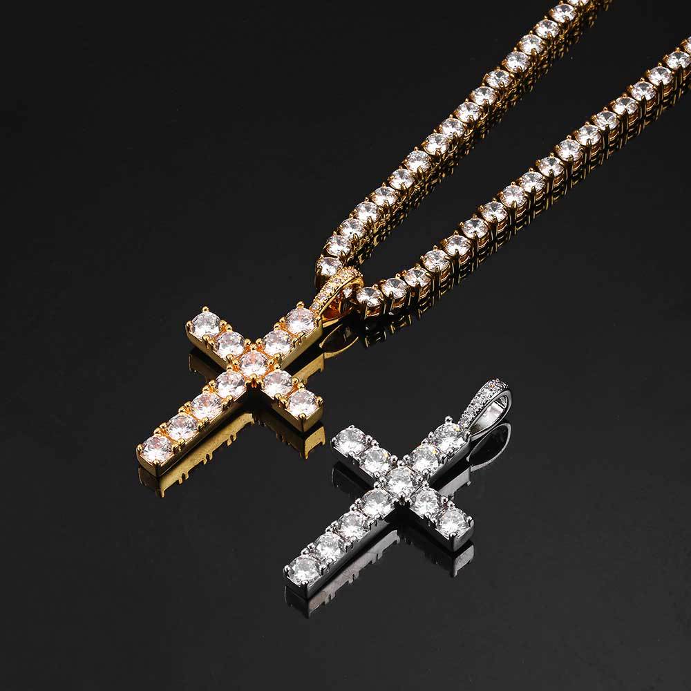 Angel | Moissanite Cross Necklace – Gold 18K