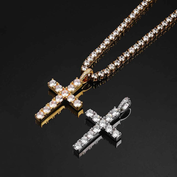 Angel | Moissanite Cross Necklace – Gold 18K