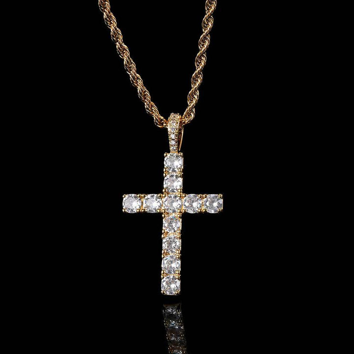 Angel | Moissanite Cross Necklace – Gold 18K