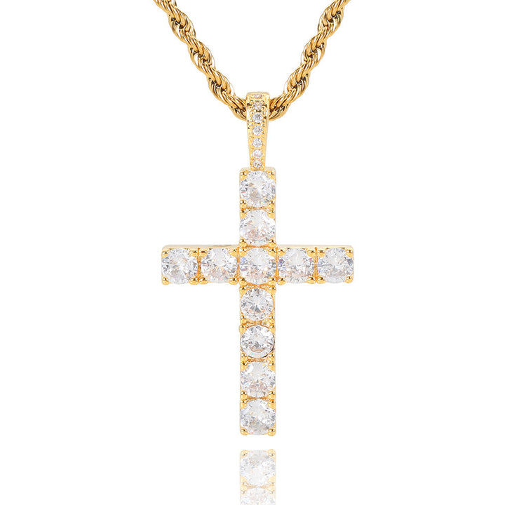 Angel | Moissanite Cross Necklace – Gold 18K