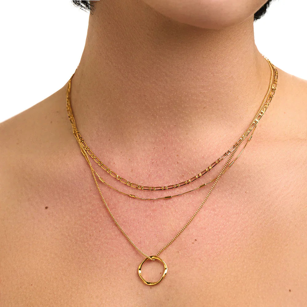 Maica | Open Circle Three Row Necklace – Gold 18K