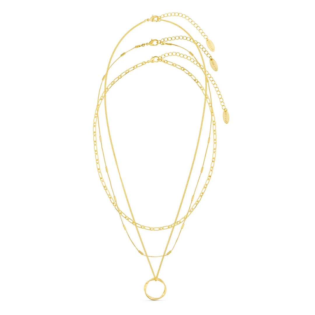 Maica | Open Circle Three Row Necklace – Gold 18K