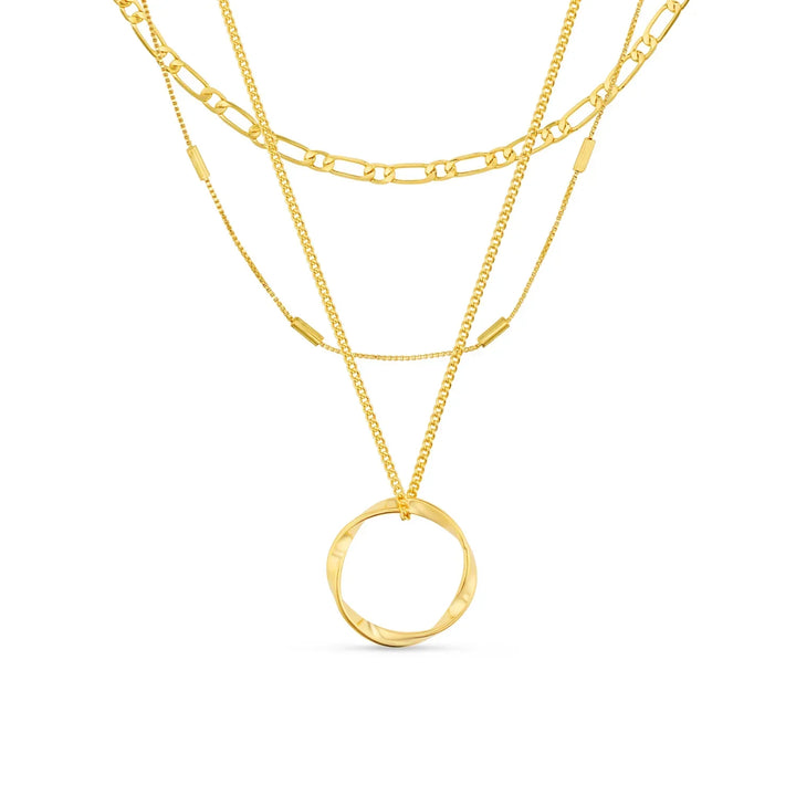 Maica | Open Circle Three Row Necklace – Gold 18K