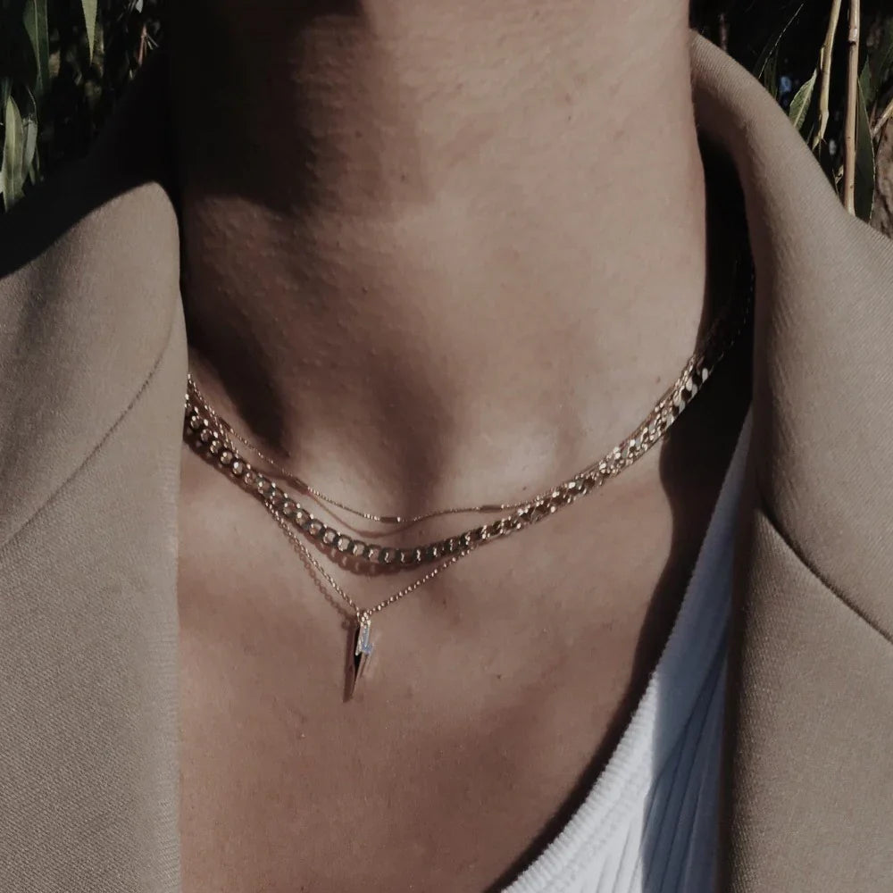 Vien | 16K Gold Flat Link Curb Chain Necklace