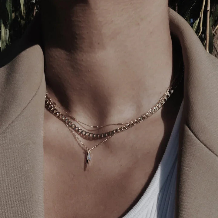 Vien | 16K Gold Flat Link Curb Chain Necklace