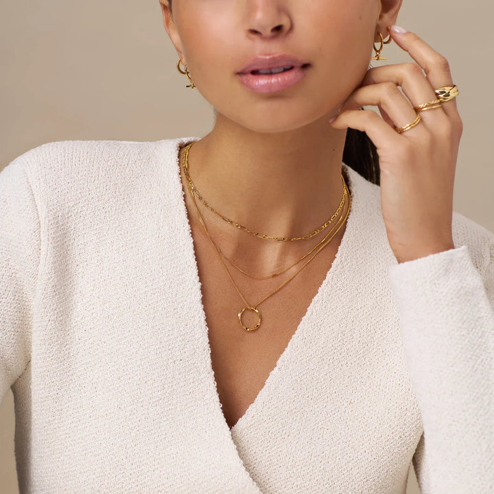 Maica | Open Circle Three Row Necklace – Gold 18K