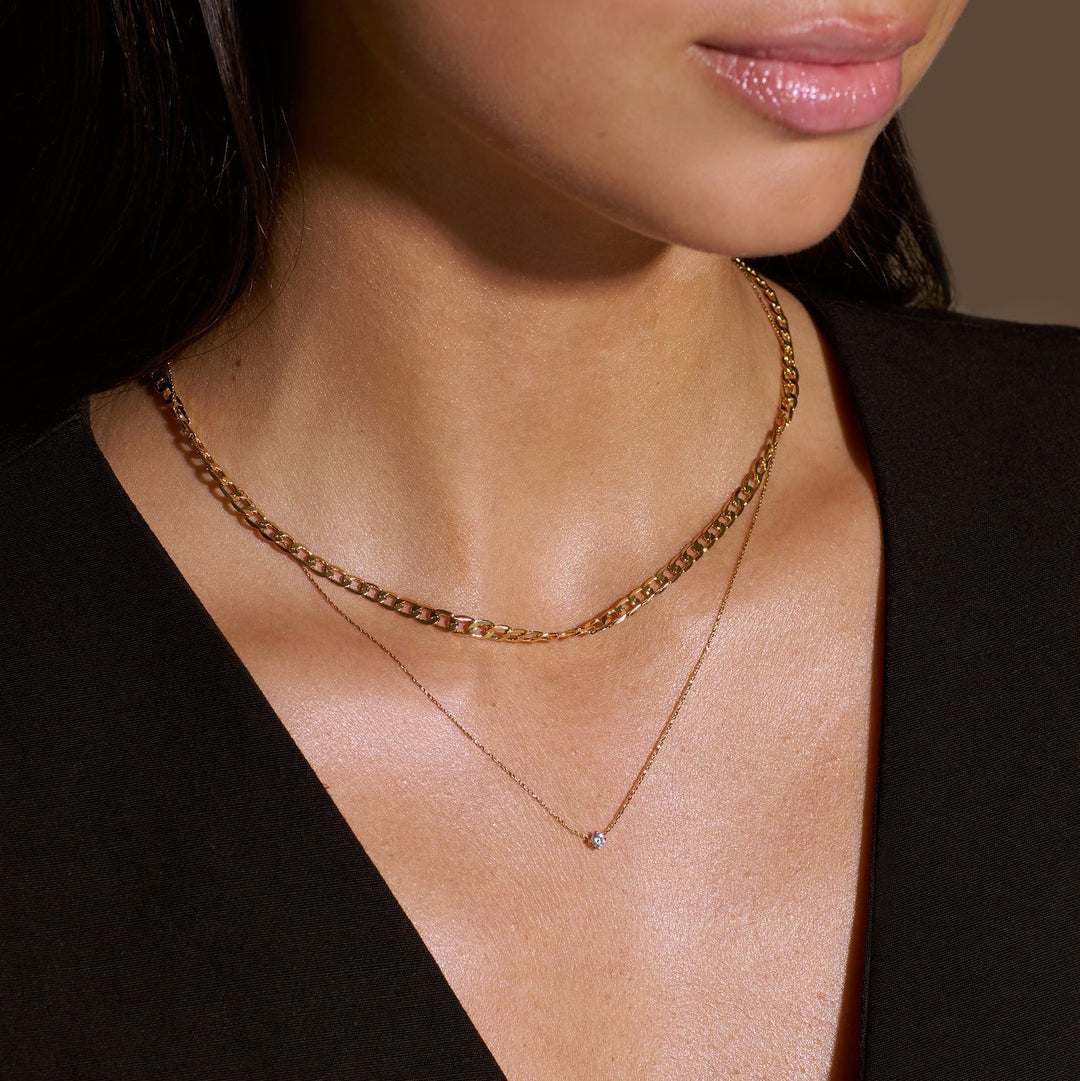 Vien | 16K Gold Flat Link Curb Chain Necklace