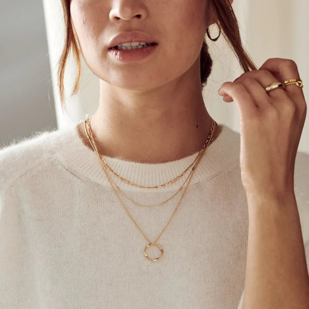 Maica | Open Circle Three Row Necklace – Gold 18K