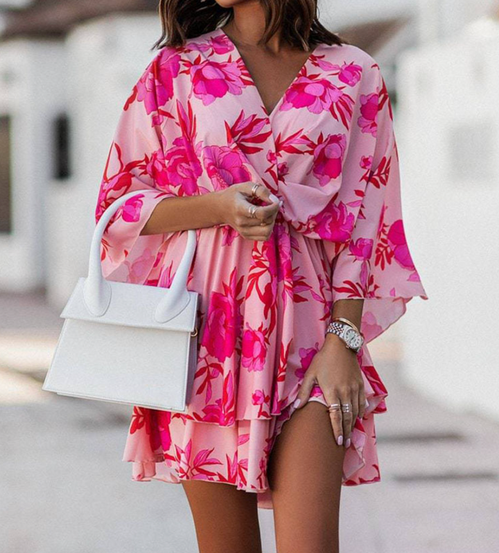 Valeria | Boho Floral Mini Dress